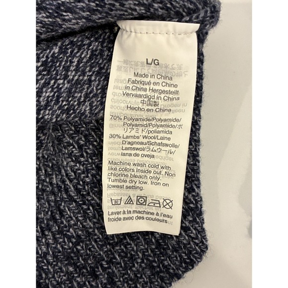 J.Crew Mens Lambswool Blend Cowl Neck Fisherman Sweater L Blue Marled Academia - Picture 5 of 8